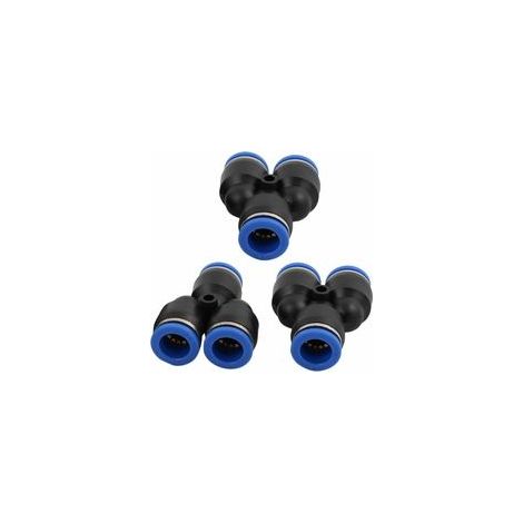 3Pcs 12mm Diamètre Y Type 3 Voies Tuyau Tube Pneumatique Air Rapide Raccord Pression Connecteur