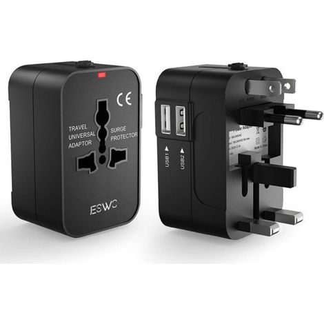 Adaptateur de Voyage - JESWO - Universel - 2 Ports USB - Ignifuge - 200 Pays (1/5)