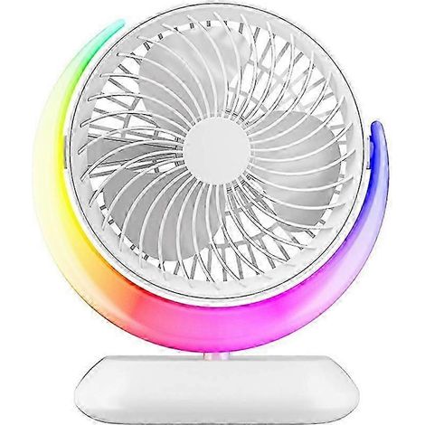 Ventilateur USB rotatif de bureau avec 3 vitesses et veilleuse. Mini ventilateur idéal pour les chambres, les bureaux à domicile, les ordinateurs de bureau et les voyages. (1/5)