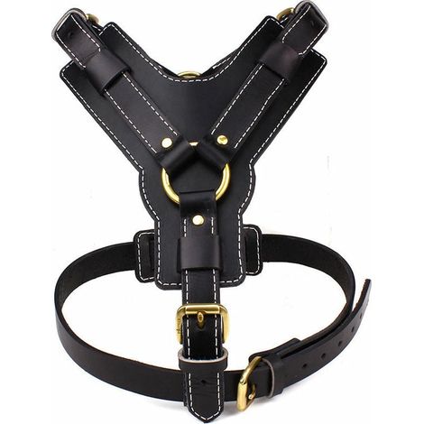 Pettorina da lavoro in pelle per cani con maniglia, ideale per gli sport cinofili (taglia L, torace 64-86 cm) (1/5)