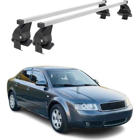 OMAC Barres de toit transversales en acier pour Audi A4 B6 Berline 2001-2004 – Antivol inclus – Testées City Crash – DIN 75302:2019 – ISO/PAS 11154:2006 – Charge max 50 kg Argent (1/5)