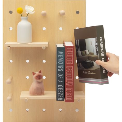 Kombiniertes Wandorganisationsset aus Holz mit rechteckigen Lochplatten, modulare Lochplatten-Sets, DIY-Lochplatten zum Aufhängen für das Homeoffice
