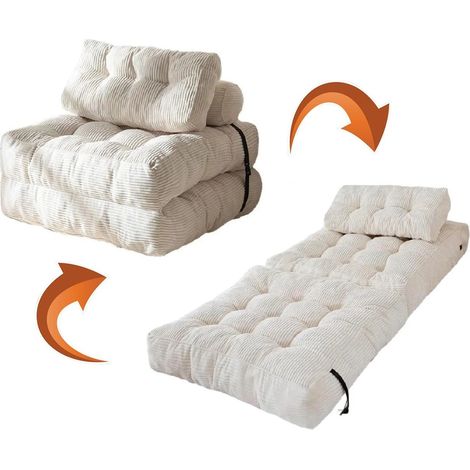 CHIGOODS Klappbares Schlafsofa mit Kissen, faltbarer Sessel mit Rückenlehne, tragbares Einzelschlafsofa für Wohnzimmer & Büro 190x85cm, Beige