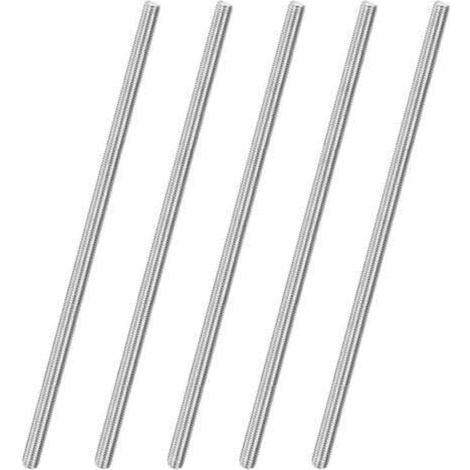 Lot de 5 tiges entièrement filetées, M10 x 300 mm, filetage à droite en acier inoxydable 304, pour boulons d'ancrage/pinces/étriers de fixation de meubles, vis à filetage métrique