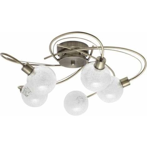 Lampada da soffitto Vita 5xg9 h.23xp.53cm in pelle con sfere in vetro trasparente de