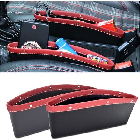 Boîte de Rangement pour Siège Écart de Voiture, Poches de Rangement Réglables, Comblez L'Espace Sur Le CôTé Du SièGe Ranger Des Objet, Aide à Réduire la Distraction de la Conduite(Rouge) (1/5)