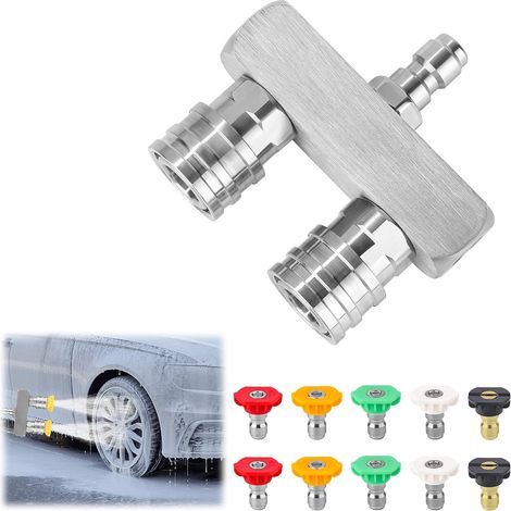 Buses Nettoyeur Haute Pression, Pressure Washer Nozzle 2 en 1 Double Turbo Pression avec 10 de Nettoyage Raccord Rapide 1/4 ", 4000 PSI - (1/5)