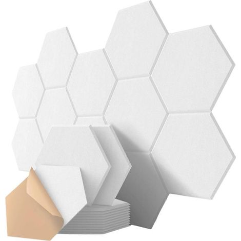 Set mit 12 sechseckigen Akustikpaneelen, 30,5 cm x 25,4 cm x 1 cm, schalldicht B (1/5)