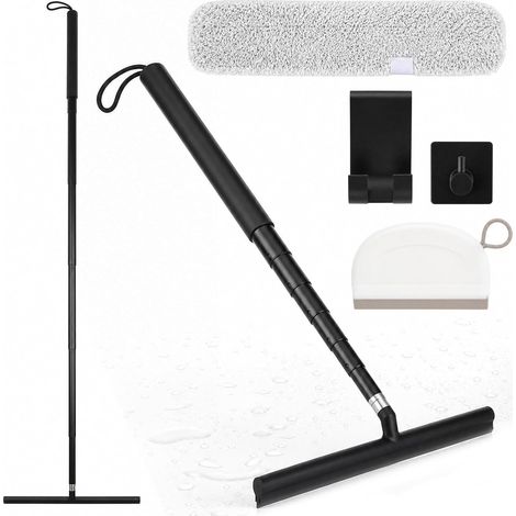 raclette de douche noire avec manche télescopique en silicone (1/5)