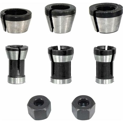 AGE 8 pièces 6.35/8mm Mandrin de Pince de Routeur, Mandrin de Fraise à Bois Pince de Serrage Defonceuse Tête Adaptateur Convertisseur pour Machines à Graver Coupe Fraises Cisea (1/5)
