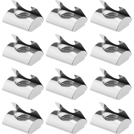 50pcs Écrous à Rainure en T avec Feuille de Ressort pour Profilés en Aluminium Série 45 Standard Européen M8 Filetage Interne 10mm Profondeur de Rainure en Acier au Carbone (1/5)