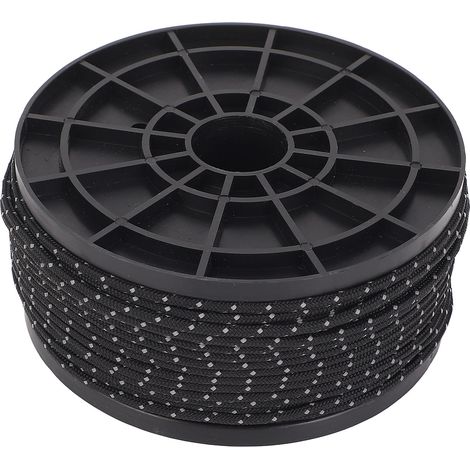 Corde Parachute Réfléchissante PP - 164FT/50m Diamètre 2.5mm Portable Multi-Usage - Corde Réfléchissante pour Camping Randonnée Sécurité Nocturne Tente Sac Noir (1/5)