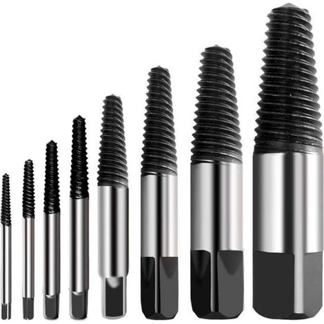 Extracteur de Vis Cassé Extracteur de Vis Multi-éclaté Kit Dureté en Acier Inoxydable Extracteur de Boulon de Vis Cassé Facile à Décoller Convient pour Enlever des Vis Endommagées (8pcs) (1/4)