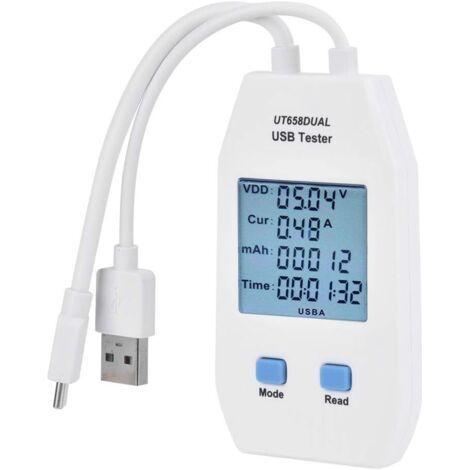 Testeur LCD USB, Détecteur D'ampèremètre Mini-voltmètre, Compteur de Capacité de Chargeur Numérique, Détecteur de Capacité de Batterie de Haute Précision, Moniteur de Tension de(UT658 ) (1/5)
