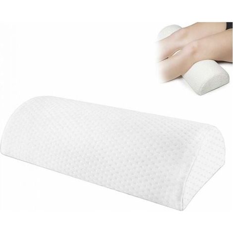 White Half Moon Footrest Pillow, Half Cylinder Footrest, Memory Foam Footrest Pillow, Foot Cushion Under Desk, Foam Office Footrest (1/4)