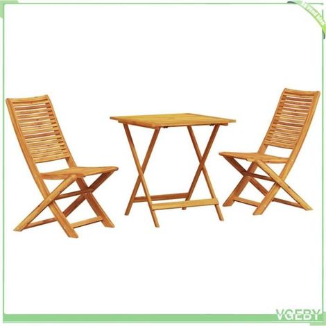 Ensemble bistro pliant 3 pcs - FAFEICY - 3375696 - Bois d'acacia massif - Pliable - Coussin amovible (1/5)