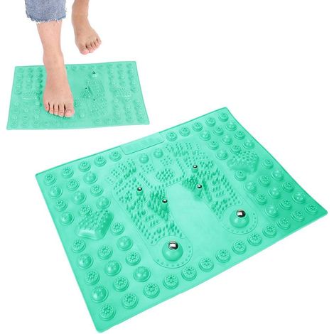 Coussin de massage des pieds, réflexologie shiatsu d'acupressure Tapis de massage des pieds avec aimant pour soulager(Green)