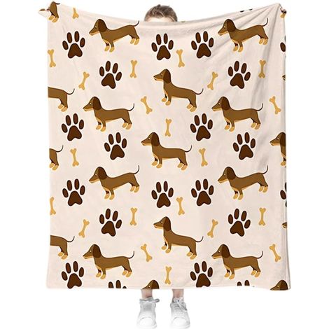 Couverture pour Teckel, Couverture Douce Dachshund, Couvertures Animalier Teckel, Cadeaux de Noël pour Adults Enfants und Amoureux des Chiens (1/4)