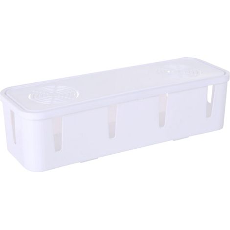 Boîte De Rangement Pour Prise Électrique - 26.5 X 8 X 9.5 Cm - Plastique Blanc - Pour Organisation Domestique - 1 Pièce (1/4)