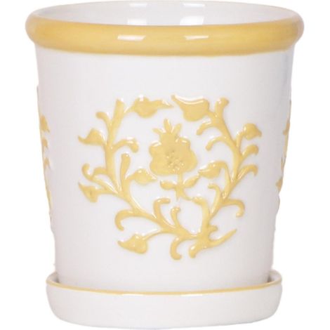 Cache-pot Malaga en Céramique Jaune pour Plantes d'Intérieur Aspect Porcelaine Artisanale Ø 9 cm - PANGIVO (1/3)