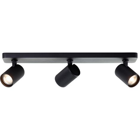 Lampe Brilliant Spot barre LED Marty 3 lampes sable noir métal/verre noir 3x, GU10, 10 W, ampoule LED incluse et remplaçable (1/5)