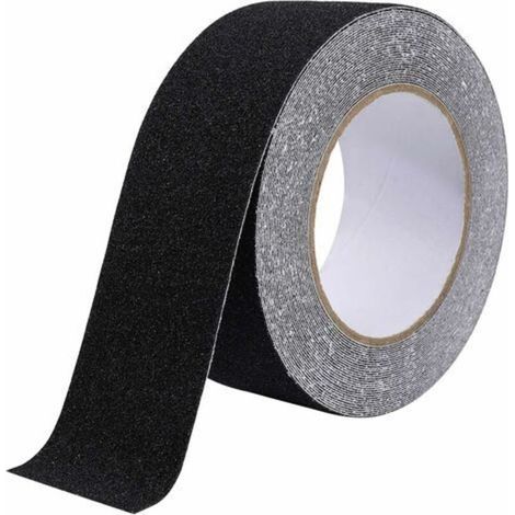 Ruban Adhésif Antidérapant, Bande Antidérapante à Haute Traction Adhérence, Bande Adhésive Abrasive Solide de Sécurité pour Escaliers, Marchepieds, Rampes, Extérieur et Intérieur 5 cm x 10 m Noir (1/5)