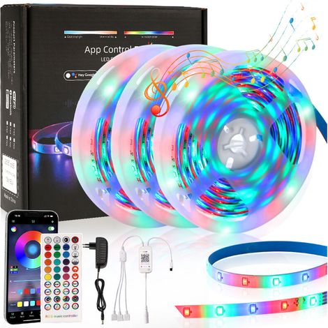 Ruban LED RGB  15M ( 5M x 3 ) 2835 54 LEDs / M Avec 44 Touches T��l��commande APP Contrle et 4 Modes IP65 tanche (1/5)