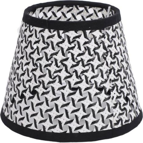 1 Abat-jour rotin, clip métal, tissu PE, diamètre 17cm, pour lampe table E14 E27 (1/5)