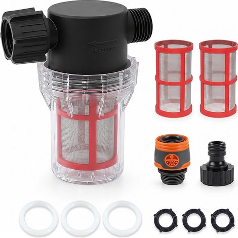 Garden Hose Filter 200 Mesh with Quick Connector and 2 Replacement Sieves, 3/4 Inch Thread, Sediment Filter for Misting, Greenhouse, Drip Irrigation and Pressure Washer (1/5)
