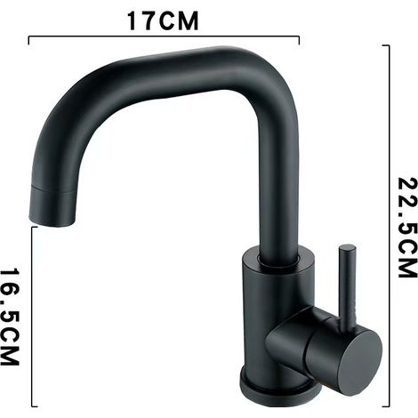 304 Stainless Steel Kitchen Faucet, Sink, Vegetable Washing Basin, Brushed Gold Large Curve, Household Hot and Cold Water Faucet - Black Xiaoqi