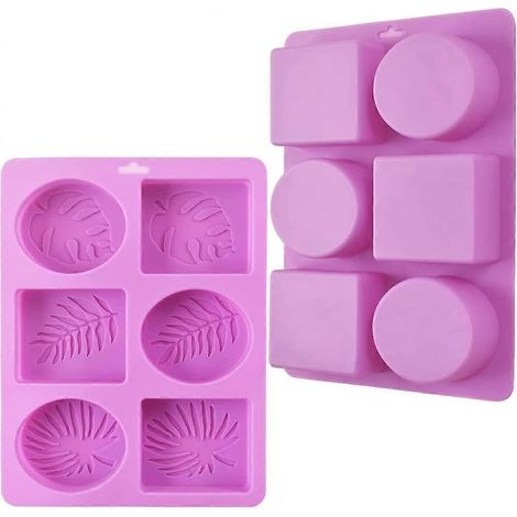 Moule à savon en silicone rectangulaire et ovale à motifs de feuilles, lot de 2 (1/5)