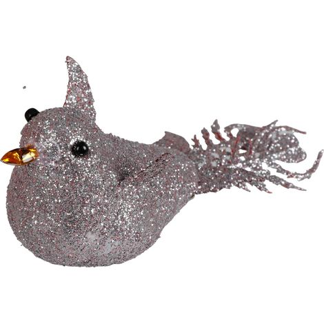 Weihnachtsbaumschmuck Vogel mit Glitter 4er-Set Christbaumschmuck Weihnachtsdeko - rosa (1/2)