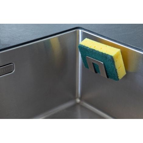 Soporte autoadhesivo de acero inoxidable para esponjas de fregadero, soporte impermeable para paños de cocina y organizador de almacenamiento para fregadero. (1/4)