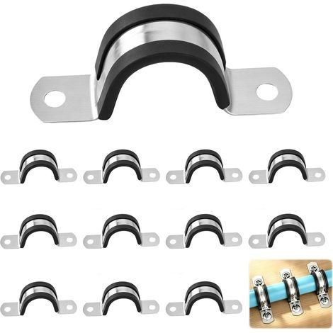 Lot de 12 Colliers de Serrage U 25mm acier inoxydable 304 pour Tuyaux (1/5)