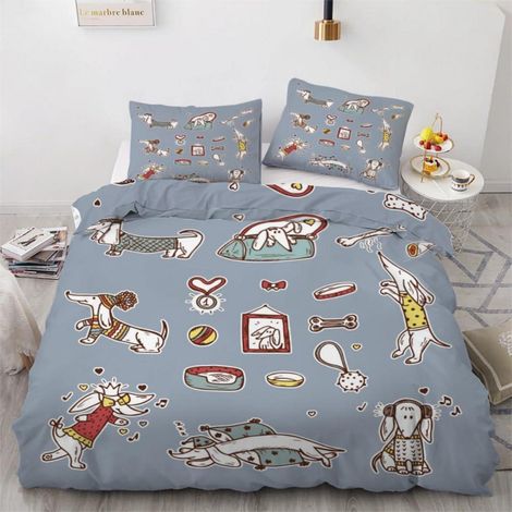 Bettwäsche-Set Dackel 220x240 cm 3-teilig Mikrofaser mit Reißverschluss