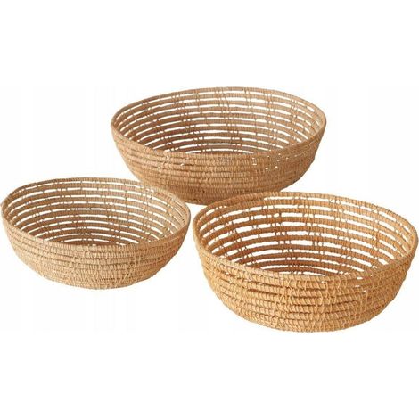 Boltze Palmina set di 3 cesti tondi naturali intrecciati