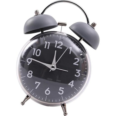 Réveil rétro à double cloche, grand réveil de chevet silencieux de 10 cm, sans tic-tac, parfait pour les gros dormeurs. (1/5)