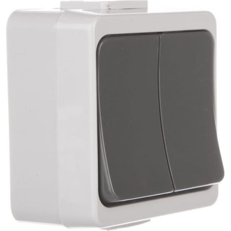 Interruttore a candela Jantar-bis con retroilluminazione IP44 grigio WNT-2J-b/S