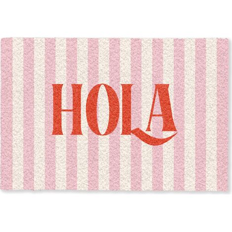 ZERBINO Hola - Citazione - Strisce - Pastello - Rosa - Rosso - Bianco 60x40 cm