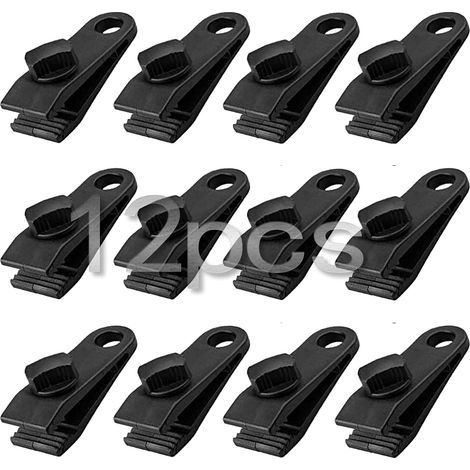 Lot de 12 Pinces Robustes pour bâches,adaptées aux tentes,bâches,Camping Cars,auvents de Jardin et Housses,Noir (1/5)
