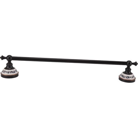Porte-serviettes européen à une seule barre, en cuivre, pour salle de bain et toilettes, bronze foncé. (1/5)
