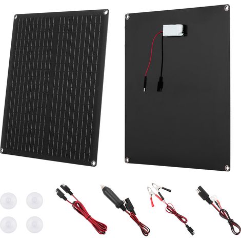 Mophorn Cargador Solar de 30 W con Paneles Monocristalinos, Controlador Inteligente Integrado y Cables Incluidos, Diseño Portátil y Resistente al Agua IP67, Ideal para Vehículos y Autocaravanas (1/5)