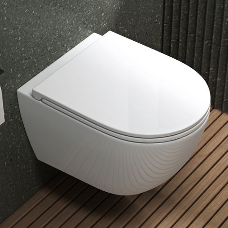Mai & Mai Sanitari Bagno Sospeso 49x37x36cm, Sanitari Bagno Aachen179T-neu Soft Close Bianco in Ceramica Vaso