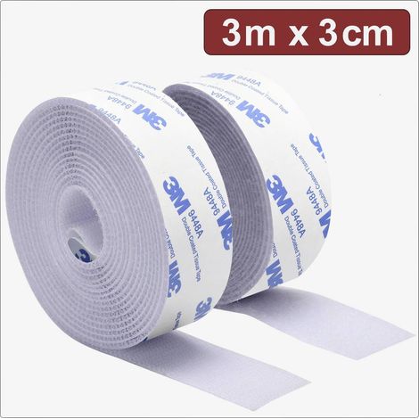 Quadrios 24CA324 Nastro a strappo da incollare Lato morbido e lato rigido (L x L) 3 m x 3 cm Bianco 3 m