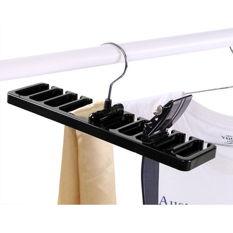 Schubladenorganizer – 10-facher Halter für Krawatten, Gürtel und Schals – Robuster, platzsparender Kunststoff für Kleiderschrank und Garderobe, Schwarz (1/5)