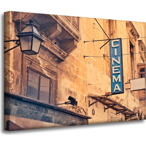 Lienzo impreso con diseño vintage retro de pizarra de cine, 70x50
