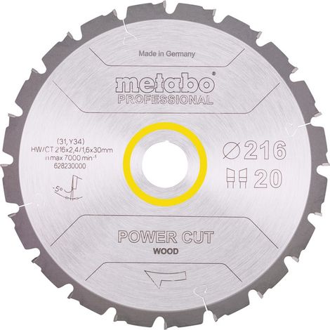 Metabo Sägeblatt power cut wood - professional, 216x30, Z20 WZ 5° neg.