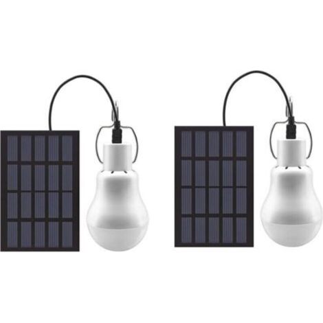 Lampe LED à énergie solaire portable USB charge lanterne lampe projecteur intérieur bureau cuisine lecture avec panneau solaire pour extérieur randonnée camping tente pêche éclairage (2 pièces) (1/5)