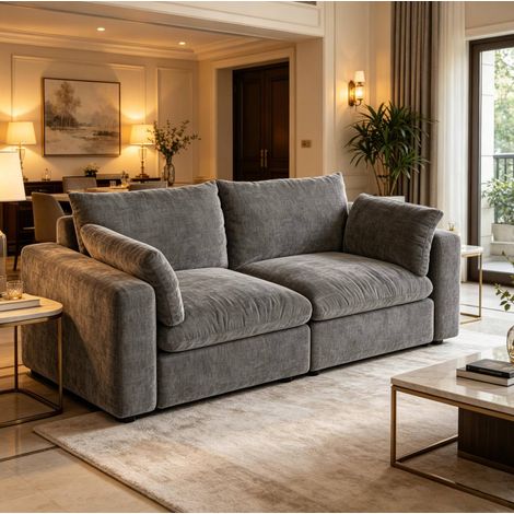 Sofá modular 180 x 91 x 83 cm gris HAVRYA (1/4)