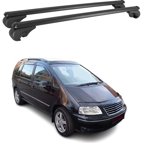 OMAC Aluminium Dachträger Querträger für VW Sharan I 1995-2010 – TÜV / DIN 75302:2019 – Abschließbar – Max. 75 kg – 2 Stangen Schwarz (1/5)